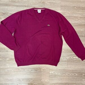 Lacoste Men's V-Neck Sweater Purple Cotton V-neck pullover sz XXL / 2XL